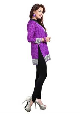 Purple  american crepe printed kurti 4