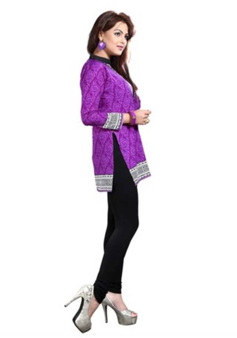 Purple  american crepe printed kurti