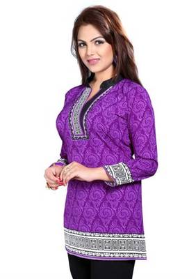 Purple  american crepe printed kurti 5