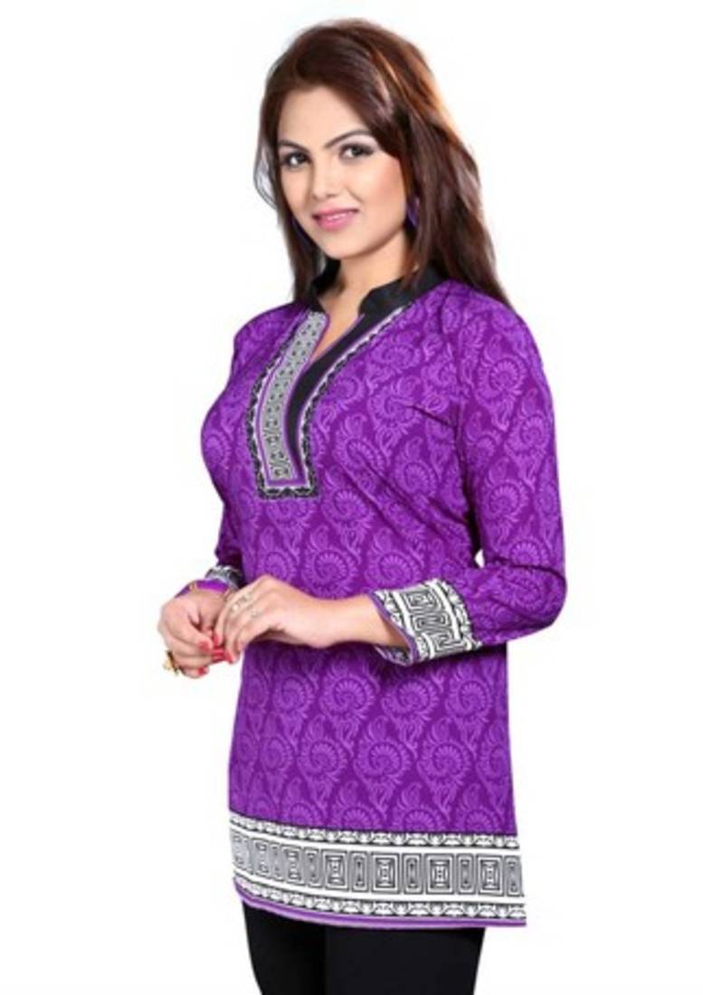 Purple  american crepe printed kurti