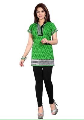 Green american crepe printed kurti 1
