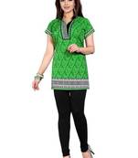 Green american crepe printed kurti