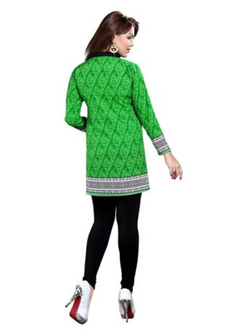 Green american crepe printed kurti