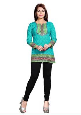 Blue american crepe printed kurti 1