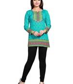 Blue american crepe printed kurti