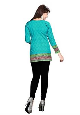 Blue american crepe printed kurti 2