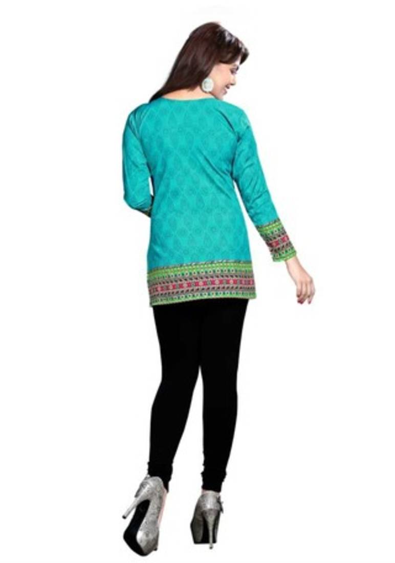 Blue american crepe printed kurti