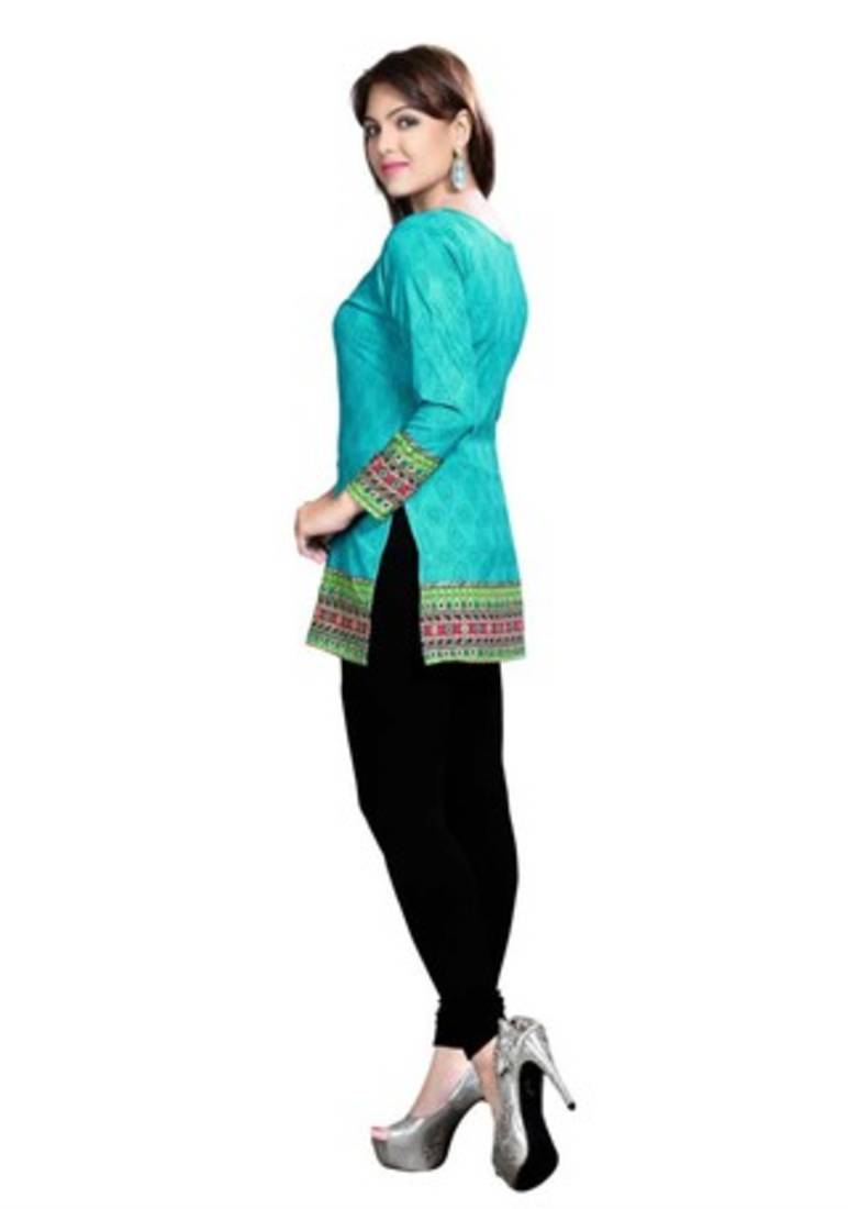 Blue american crepe printed kurti