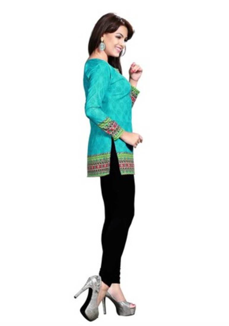 Blue american crepe printed kurti