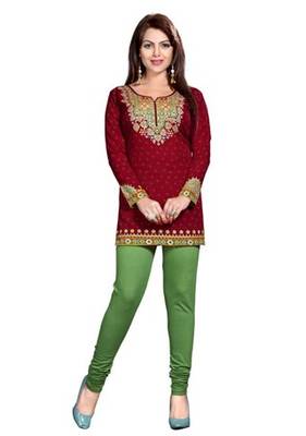 Red american crepe printed kurti 1
