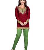 Red american crepe printed kurti