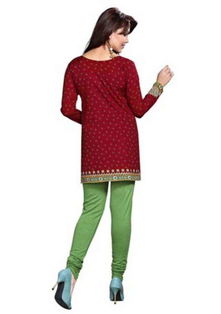 Red american crepe printed kurti