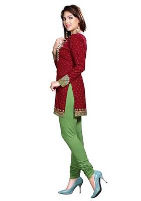 Red american crepe printed kurti 3