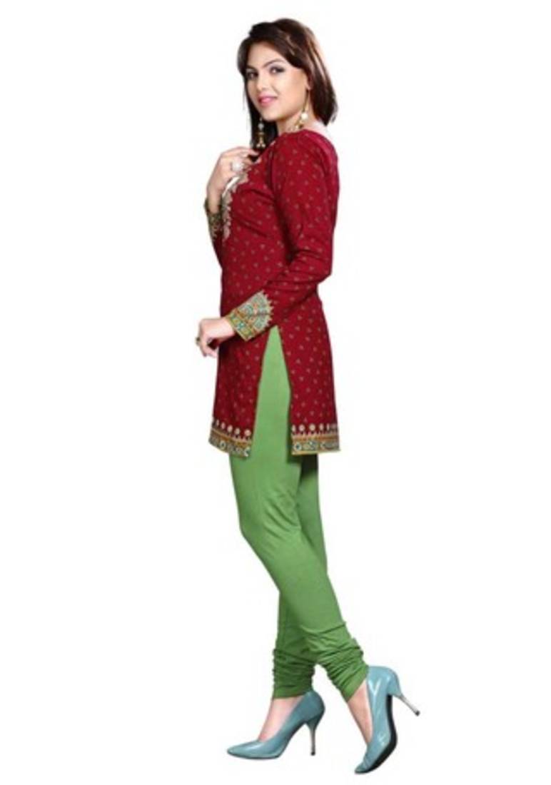 Red american crepe printed kurti