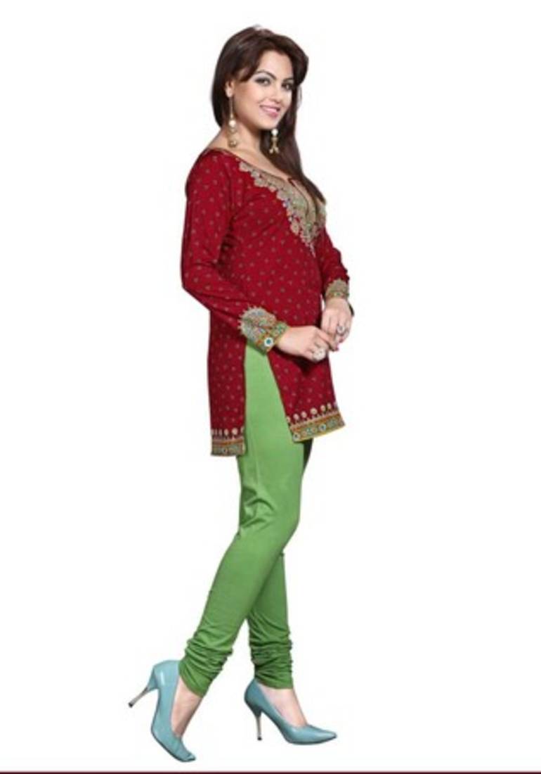Red american crepe printed kurti
