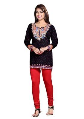 Black american crepe printed kurti 1