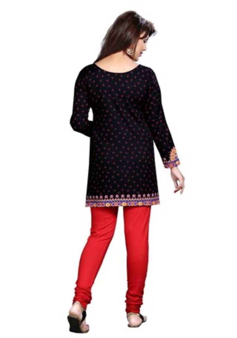 Black american crepe printed kurti