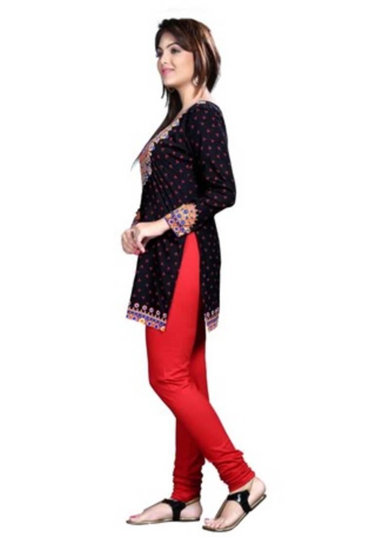 Black american crepe printed kurti