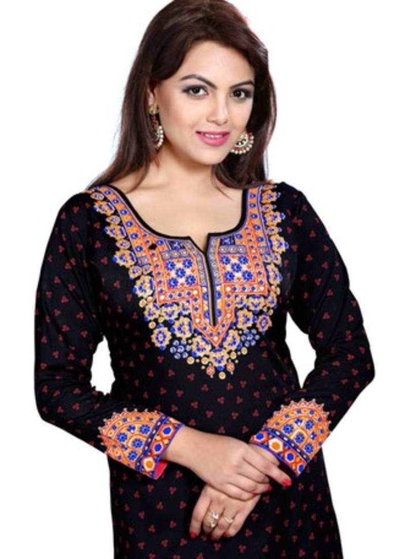 Black american crepe printed kurti