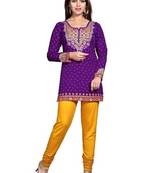 Purple american crepe printed kurti