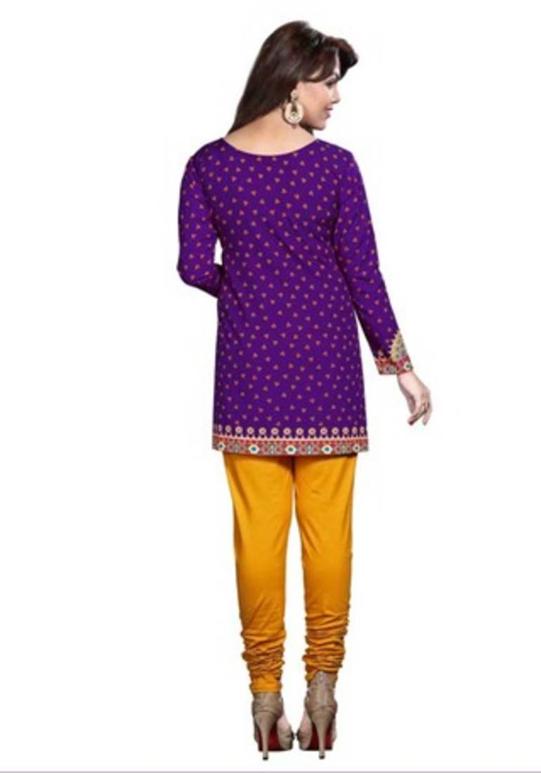 Purple american crepe printed kurti