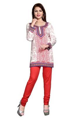 White american crepe printed kurti 1