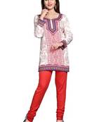 White american crepe printed kurti