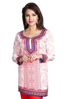 White american crepe printed kurti 5
