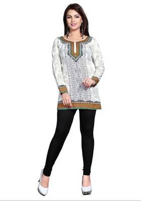 White american crepe printed kurti 1
