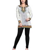White american crepe printed kurti