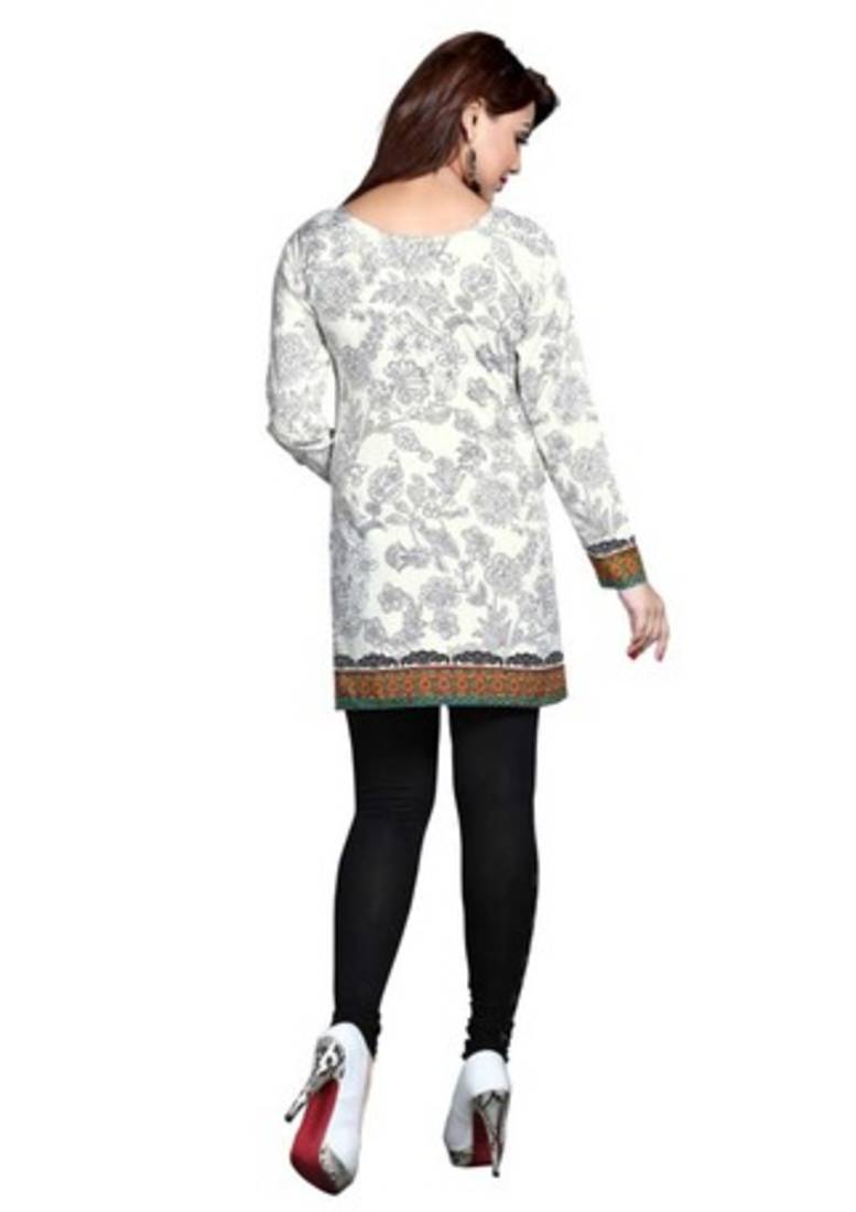 White american crepe printed kurti