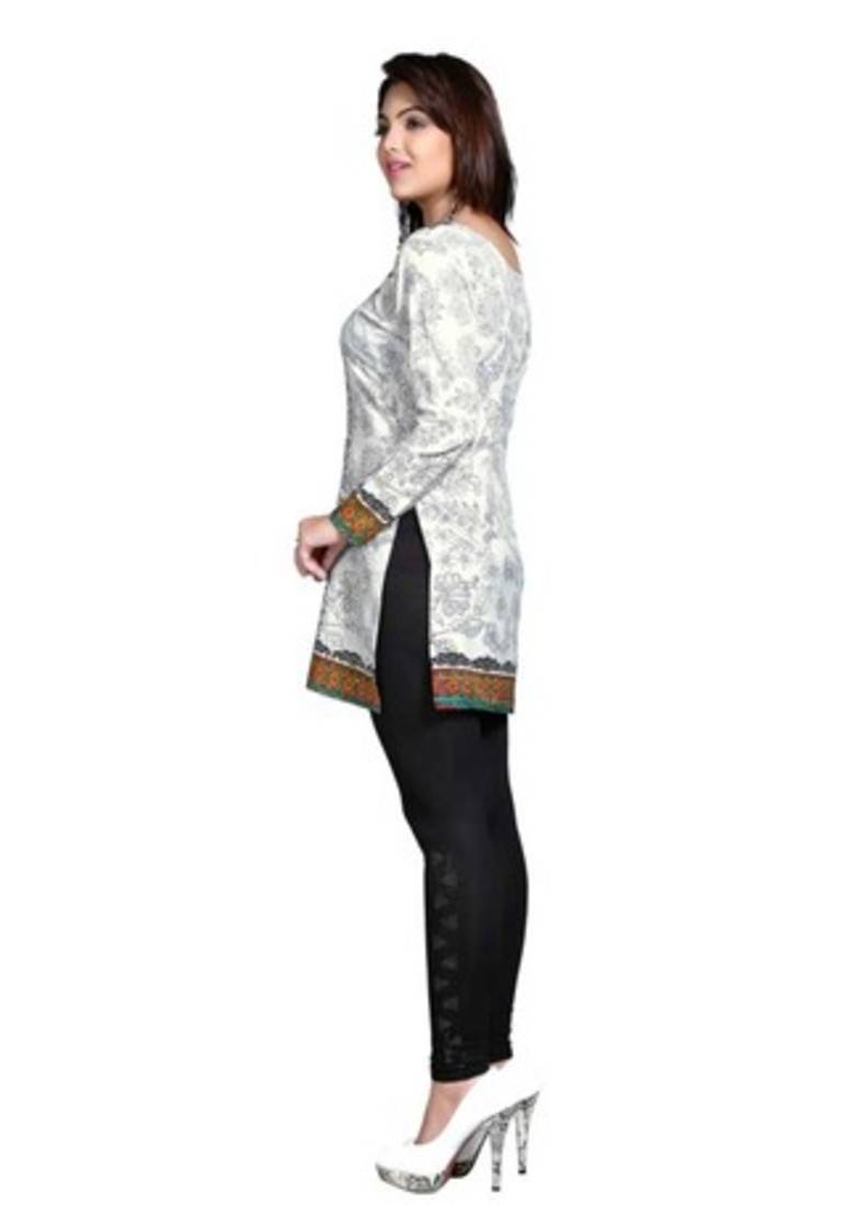 White american crepe printed kurti