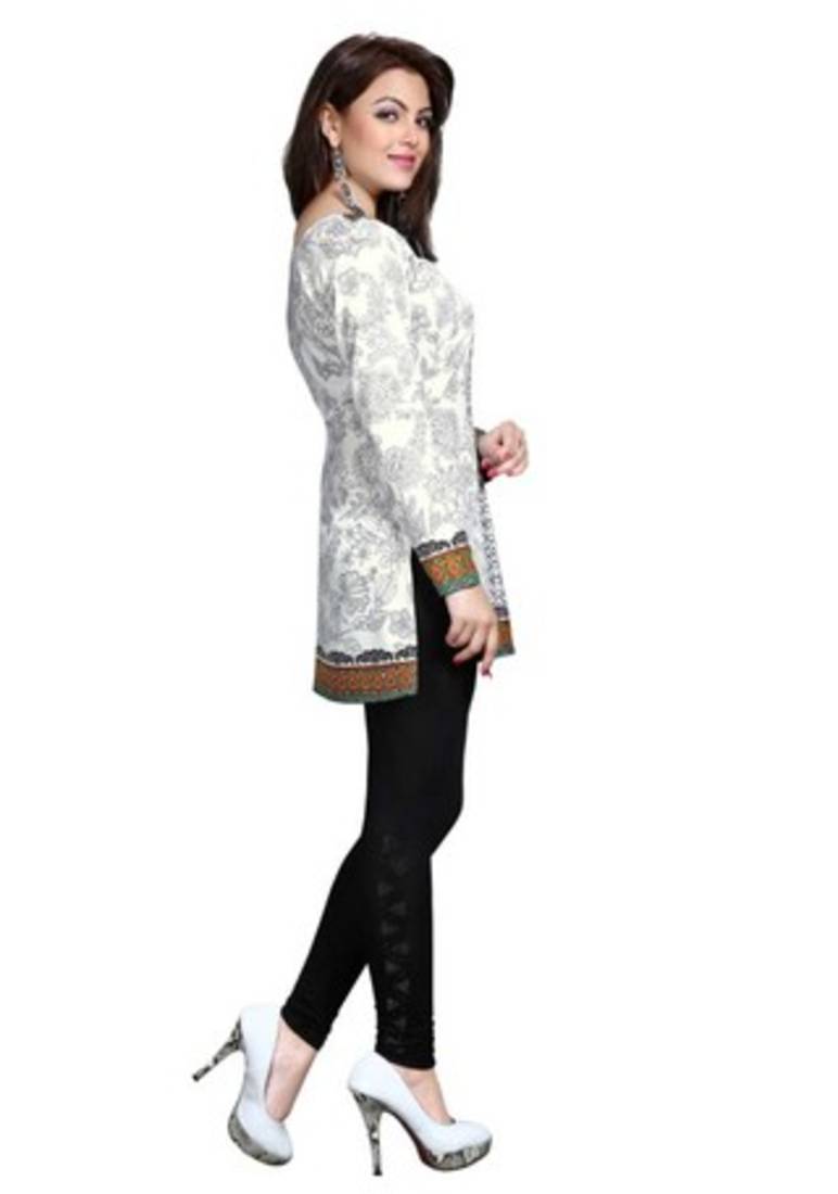 White american crepe printed kurti