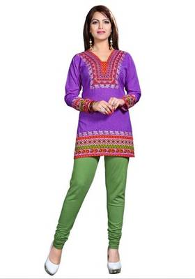 Purple american crepe printed kurti 1