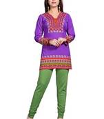 Purple american crepe printed kurti