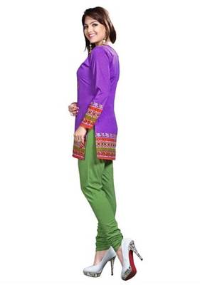 Purple american crepe printed kurti 3