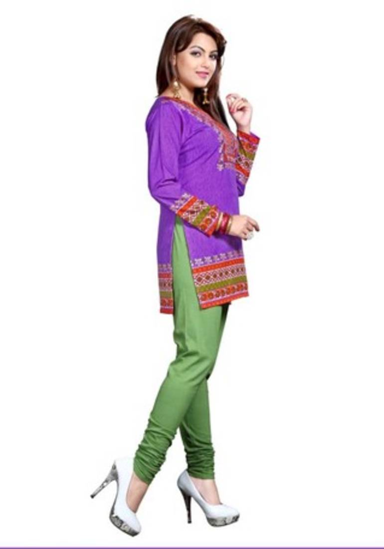 Purple american crepe printed kurti