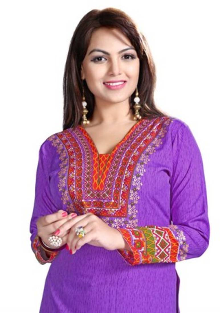Purple american crepe printed kurti