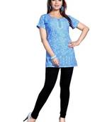 Blue american crepe printed kurti