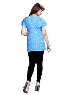 Blue american crepe printed kurti 2