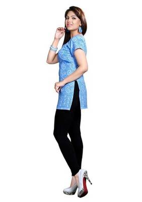 Blue american crepe printed kurti 3