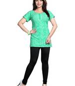 Green american crepe printed kurti