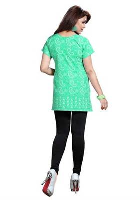 Green american crepe printed kurti 2