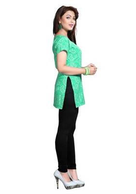 Green american crepe printed kurti 4