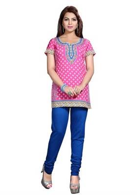 Pink american crepe printed kurti 1