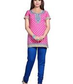 Pink american crepe printed kurti