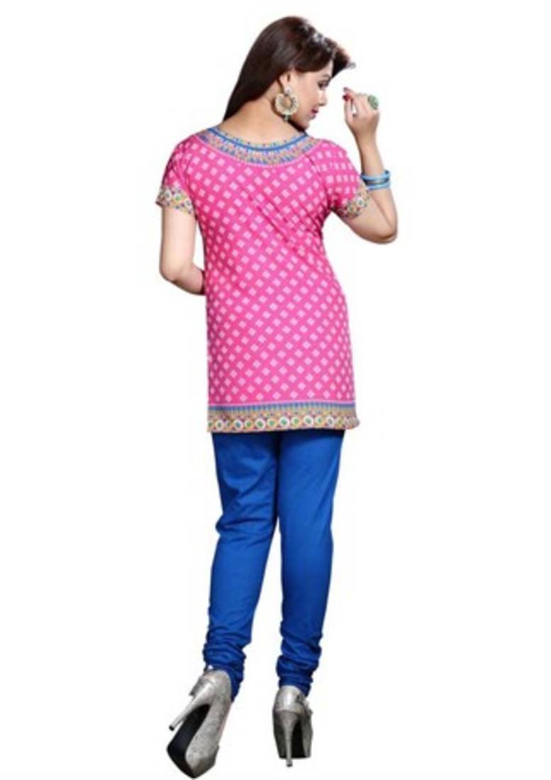 Pink american crepe printed kurti