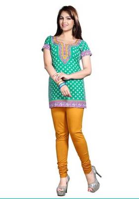 Green american crepe printed kurti 1