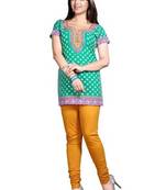Green american crepe printed kurti