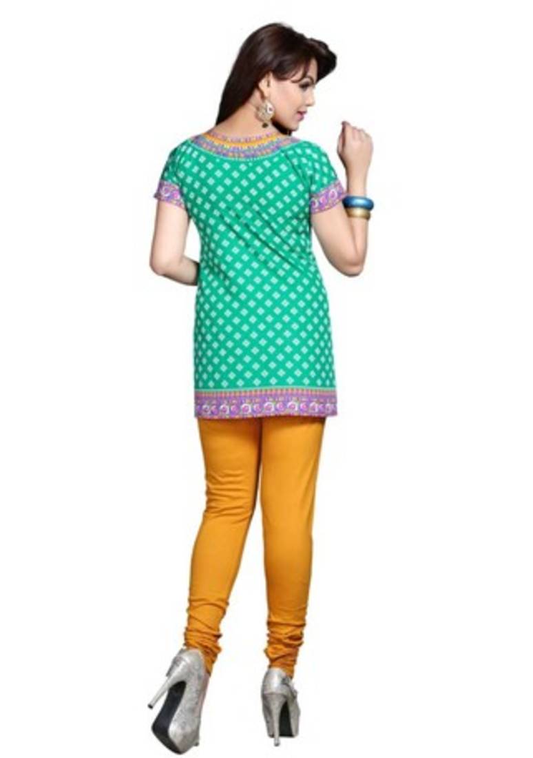 Green american crepe printed kurti